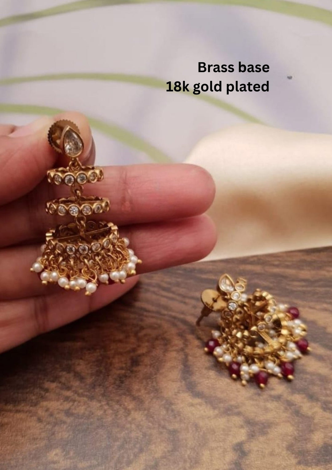 Kundan Brass Base Earrings g 10650