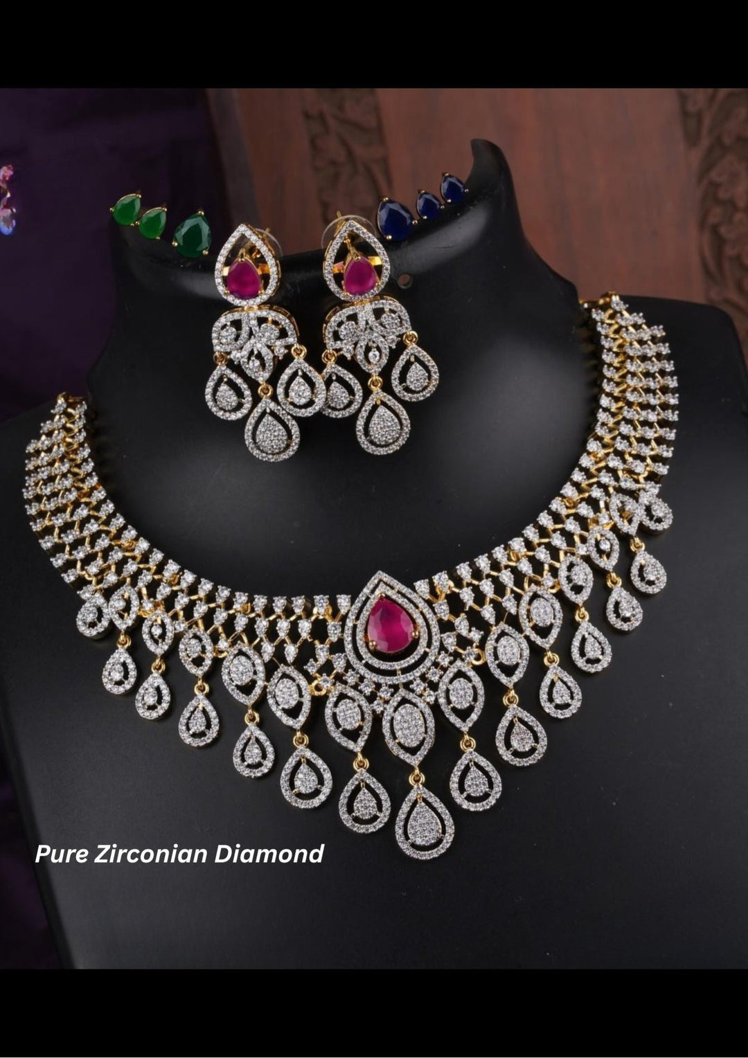 Pure Zirconian Diamond Necklace with Earrings c 1018020