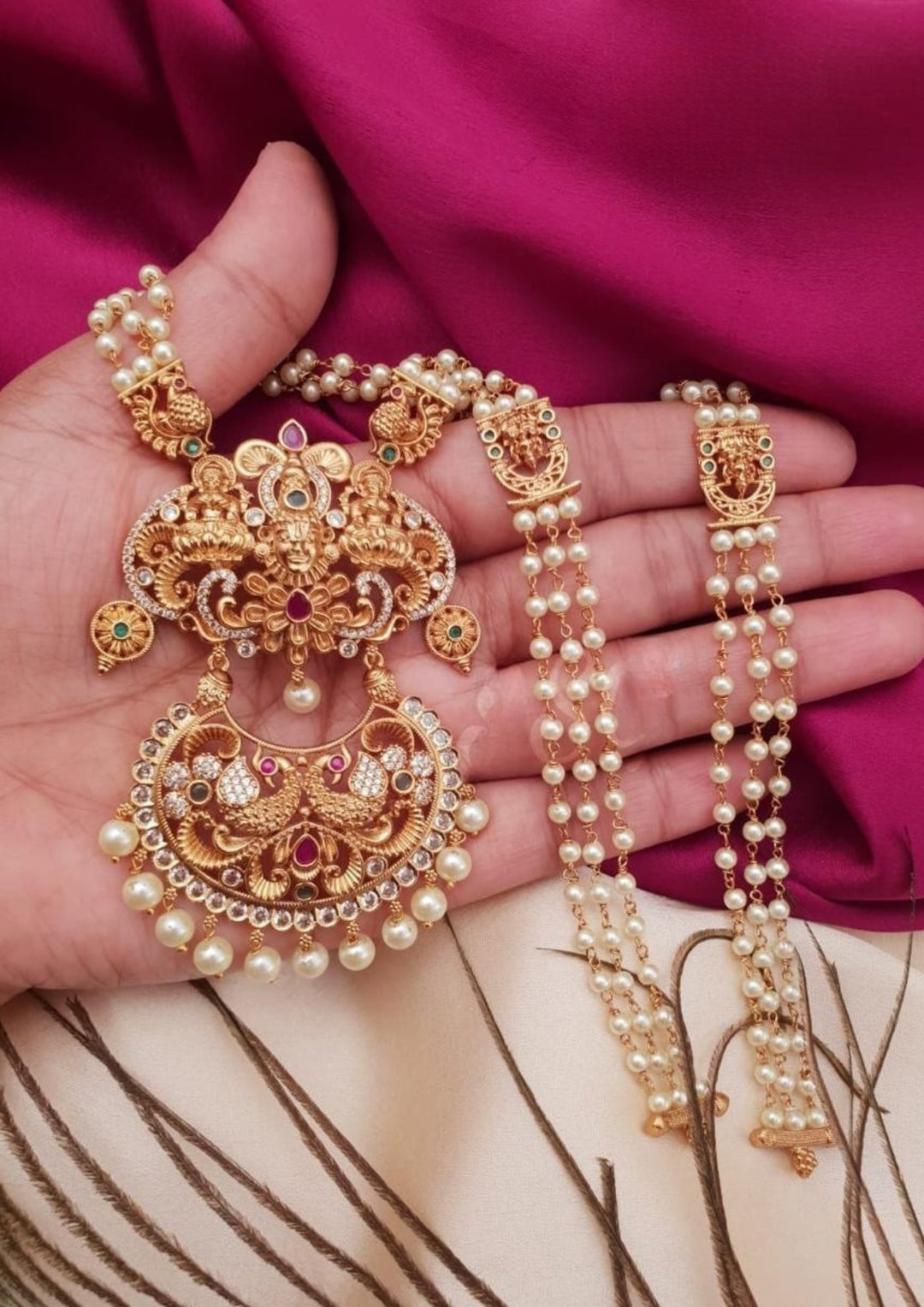 Kundan Pendant Temple Necklace g 101199