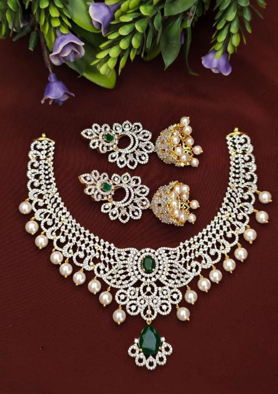 Pure Zirconian Diamond Necklace With Earrings s300062