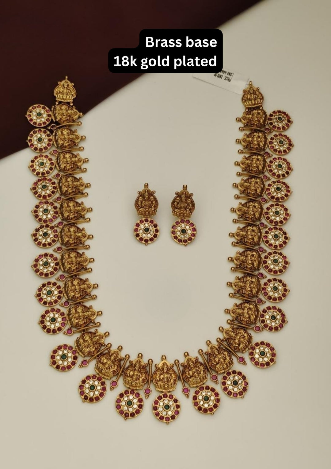 Kundan Temple Necklace with Earrings s380043