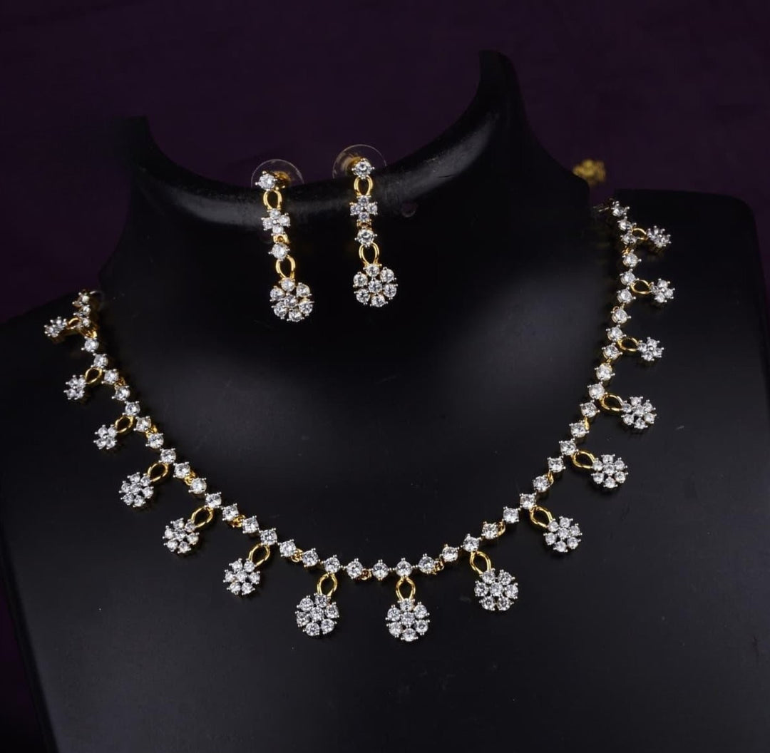 Pure Zirconian Diamond Necklace With Earrings c107520