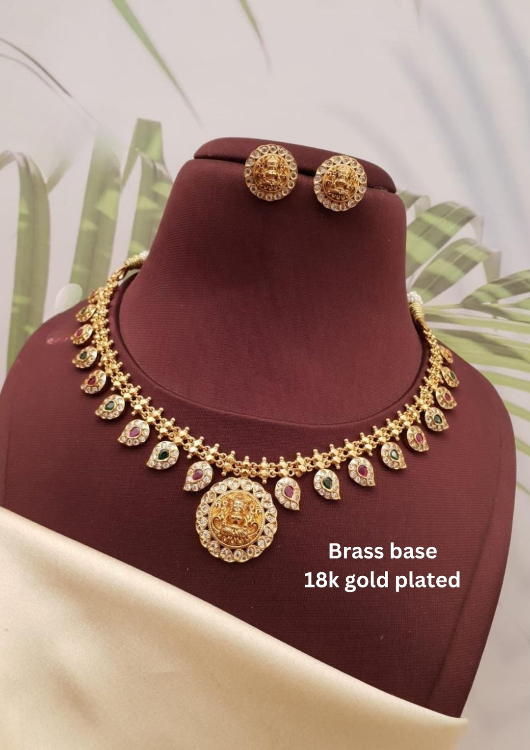 Kundan Temple Necklace with Earrings g10950