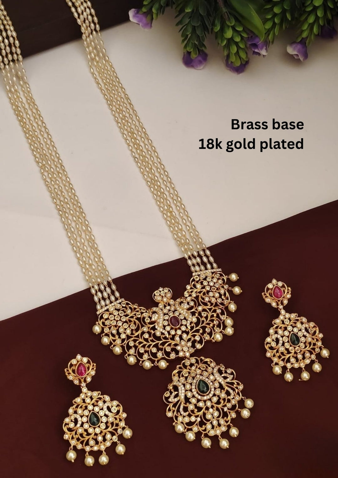 Kundan & Beads 26 inch Necklace with Earrings s240591