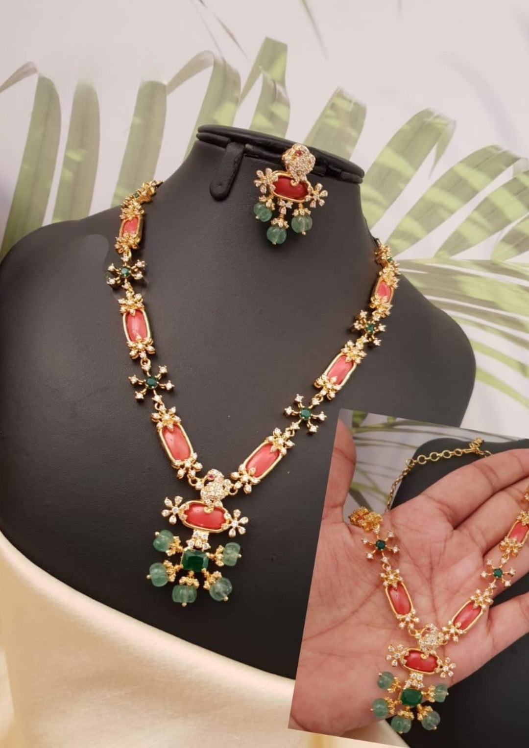 Kundan Stones Necklace with Earrings g101660