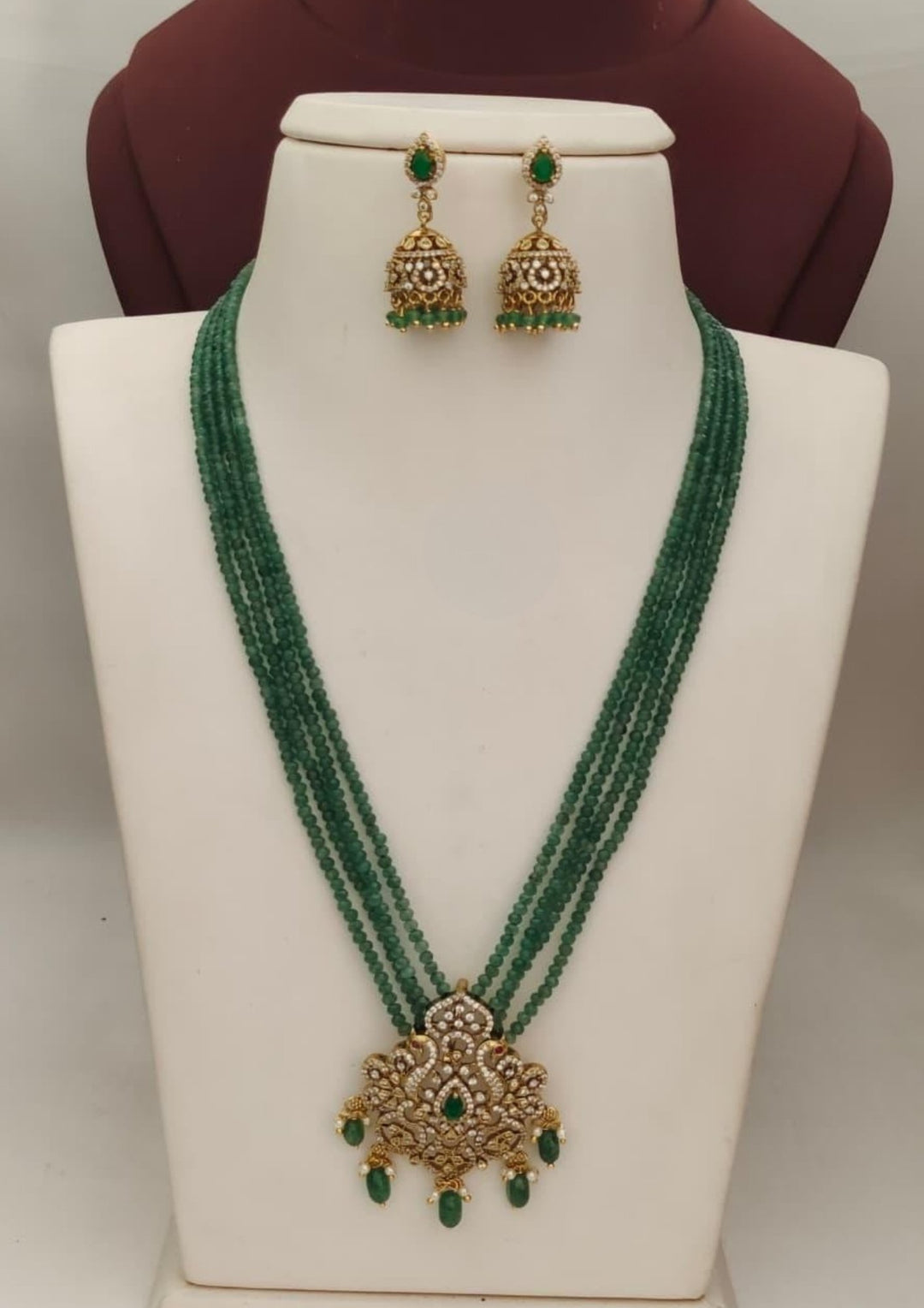 Kundan & Beads Necklace with Earrings s270032