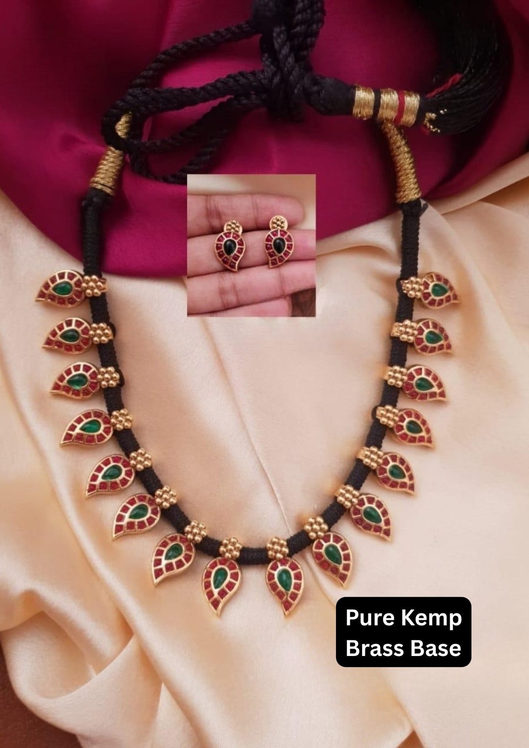 Kunda Stone Thread Necklace With Earrings g101350
