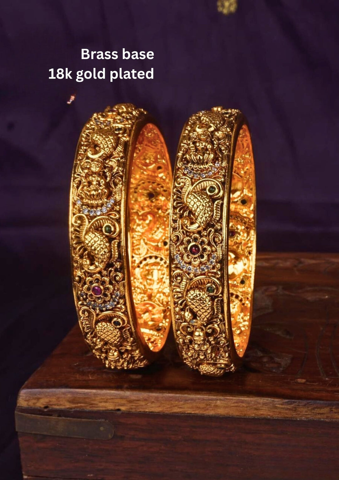 Kundan stone temple jewelry bangles c106520 (set of 2)