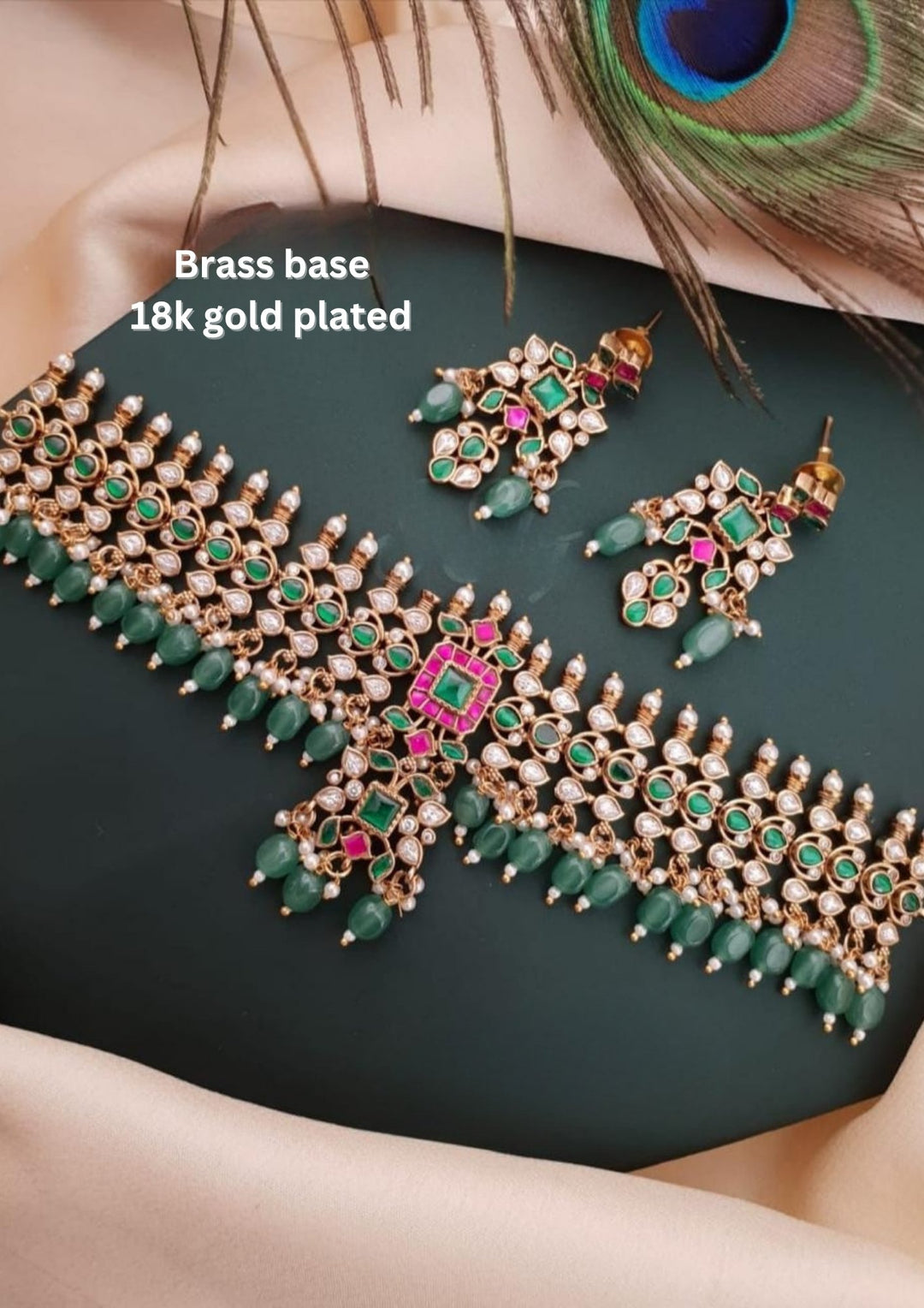 Kundan  Necklace with Earrings g102750