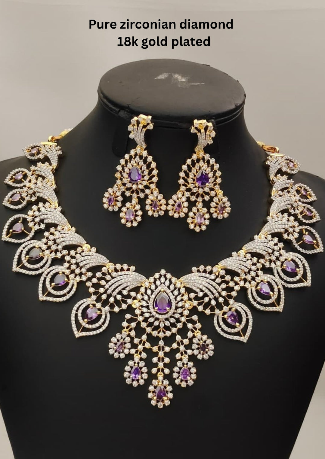 Pure Zirconian Diamond Necklace With Earrings s280042