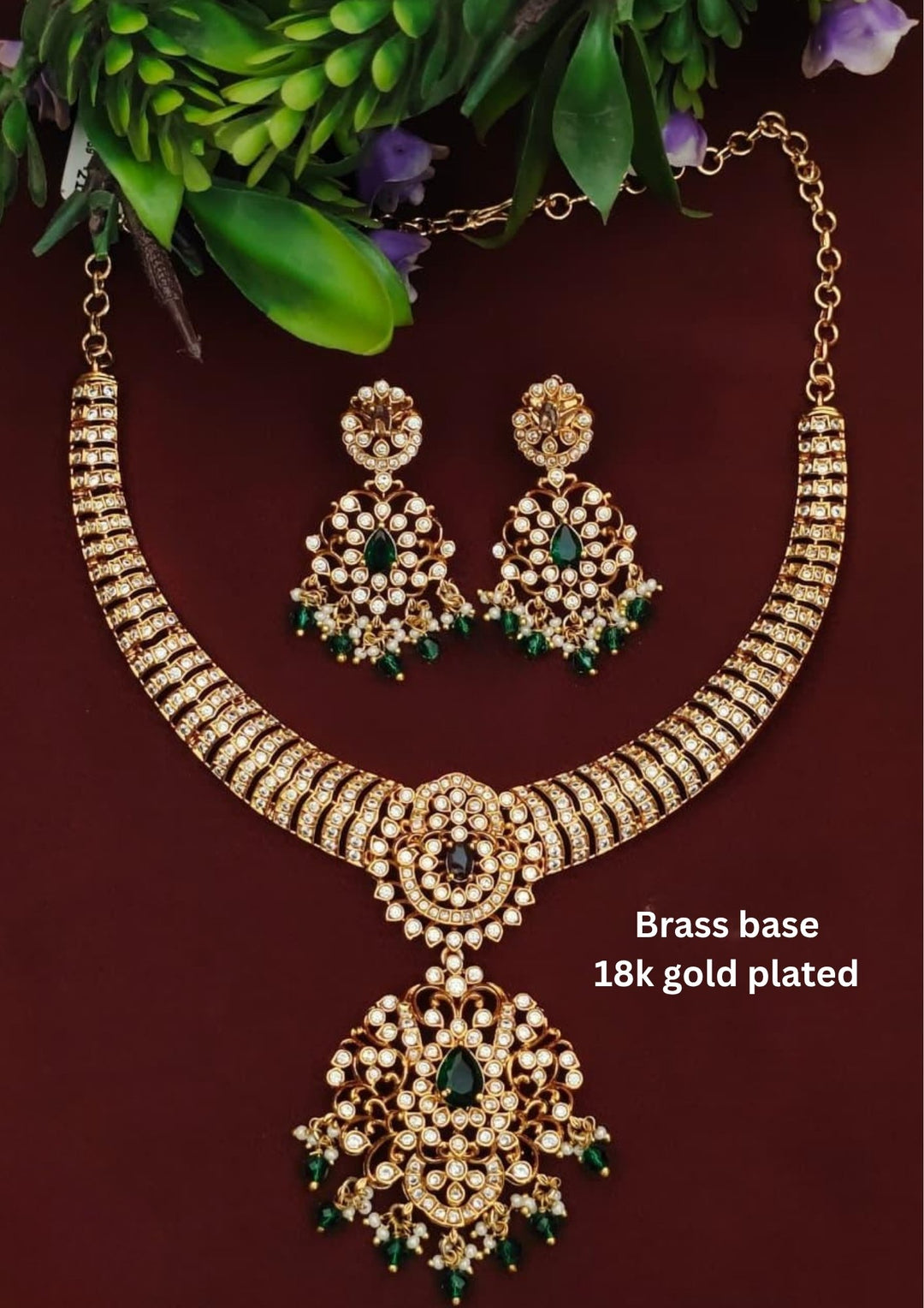 Kundan Necklace with Earrings s220081