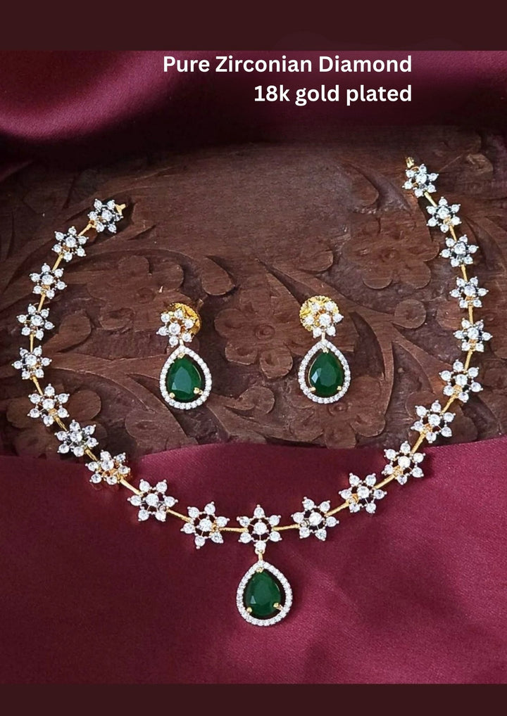 Pure Zirconian Diamond Necklace With Earrings r10950