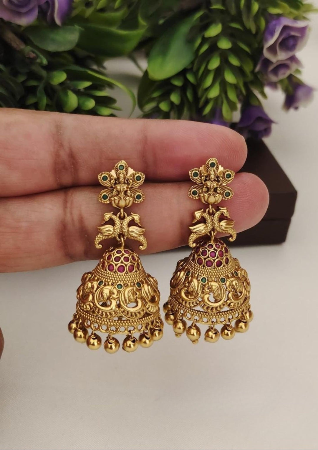Kundan Temple Earings s90056