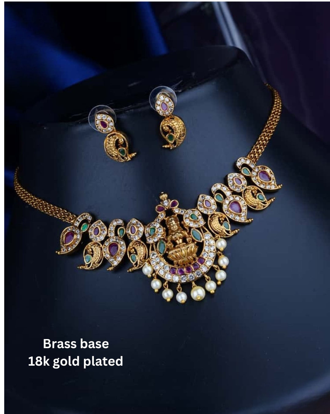 Kundan Temple  Necklace with Earrings c105520
