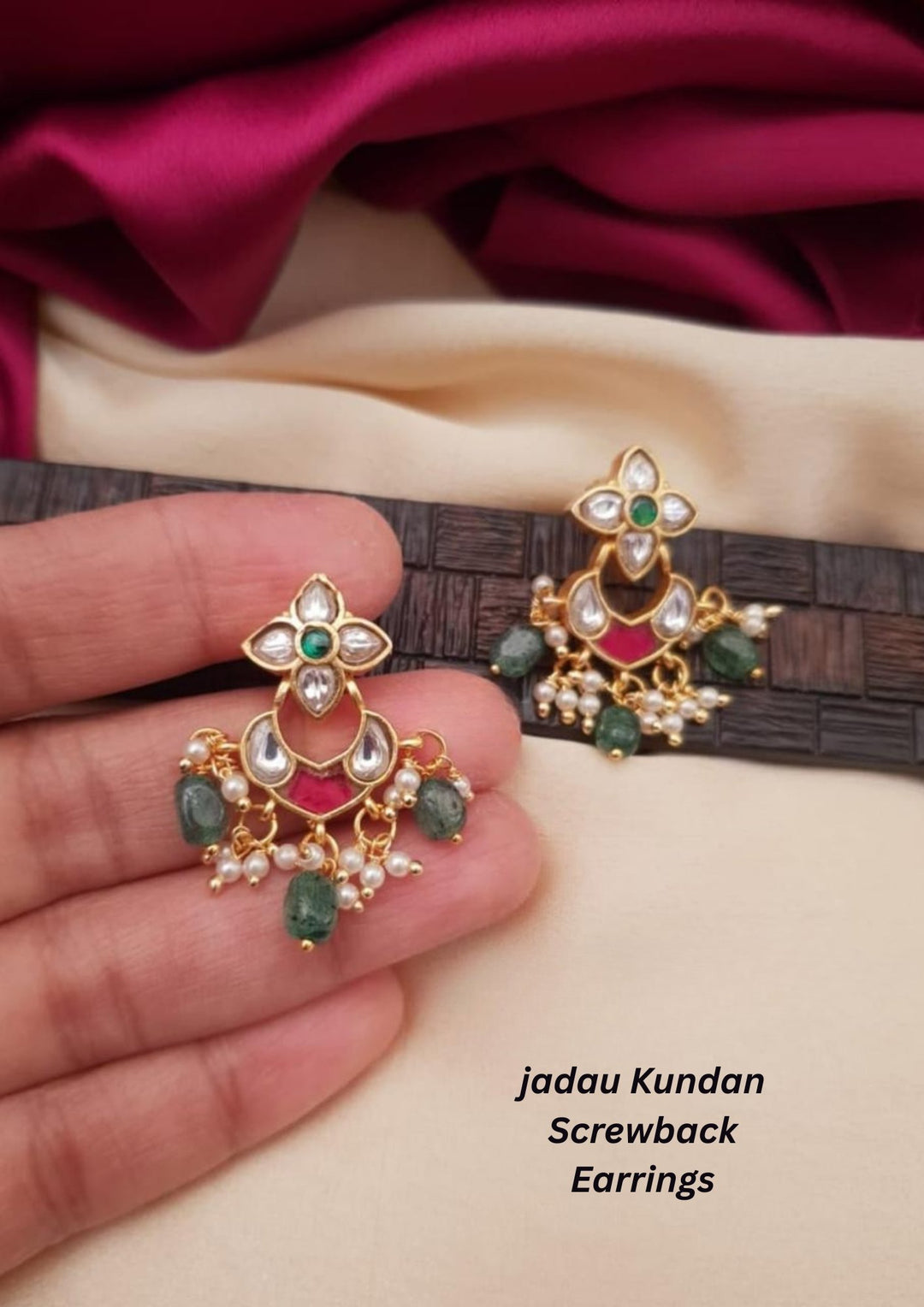 Jadau Kundan Screwback Earrings g 10700