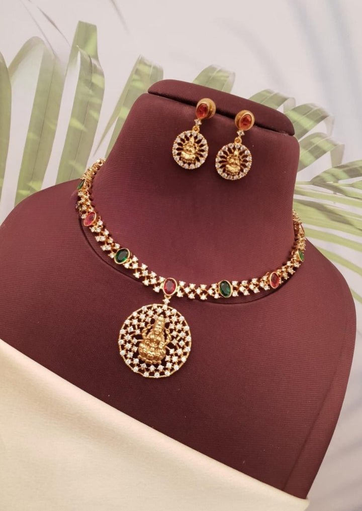 Kundan Temple Necklace With Earrings g 10780