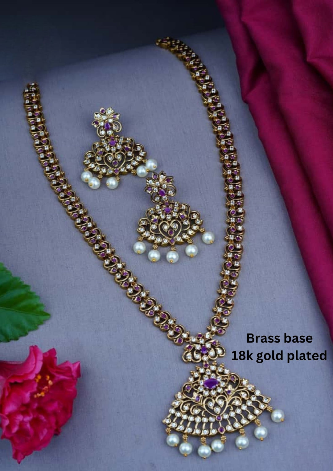 Kundan Necklace with Earrings c1011520