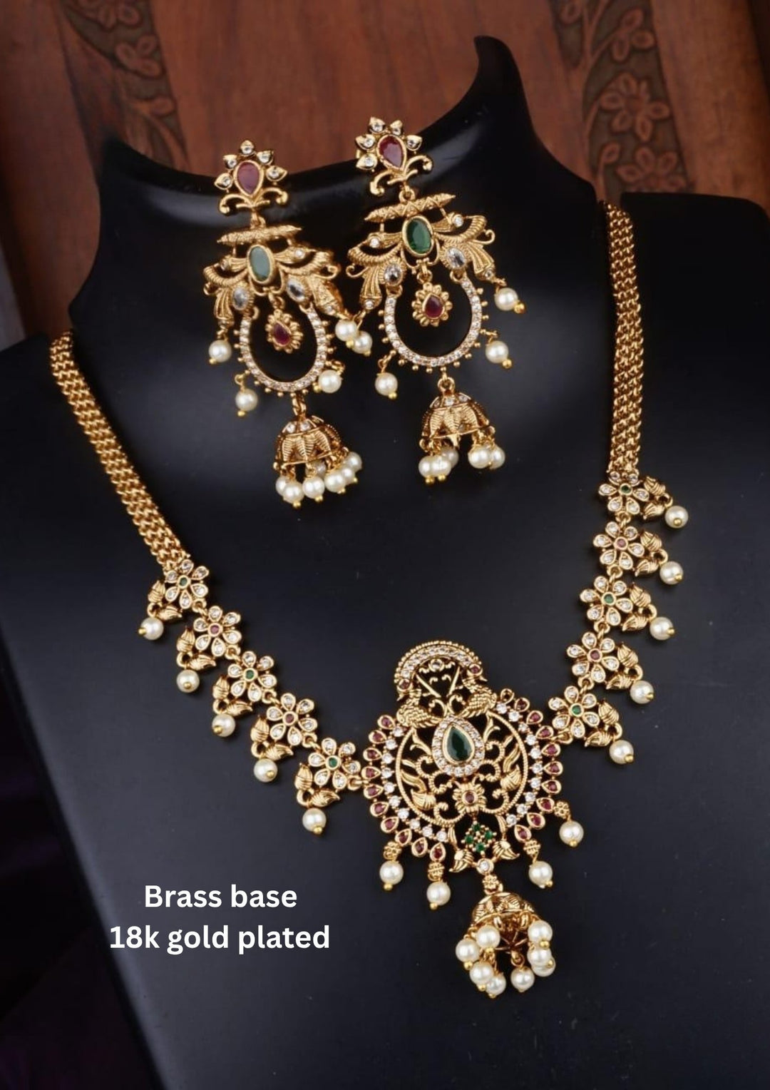 Kundan Matt Necklace with Earrings c107020