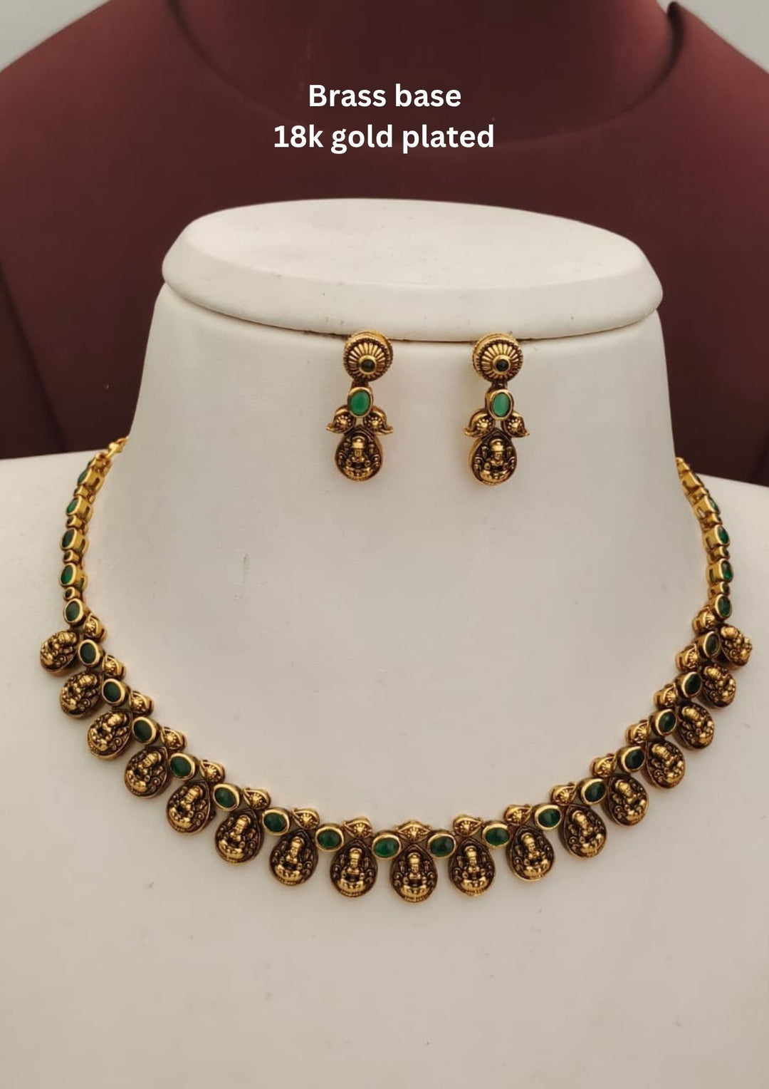 Kundan Temple Necklace with Earrings s140011