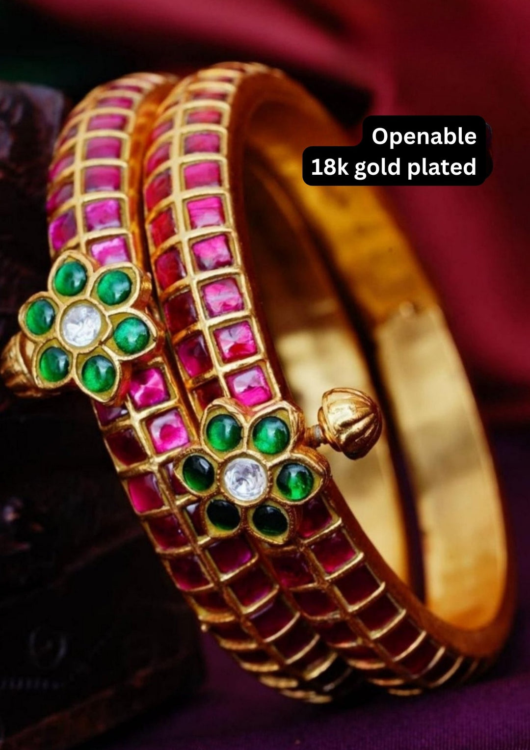 Jadau Kundan Openable Bangles  ( set of 2 ) yle675