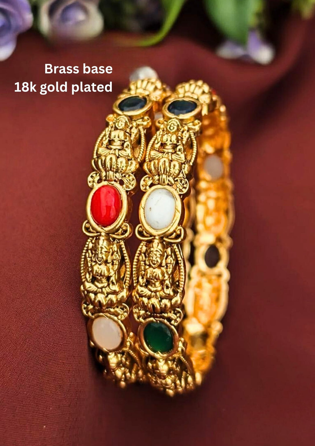 Kundan stone temple jewelry bangle s90056 (set of 2)