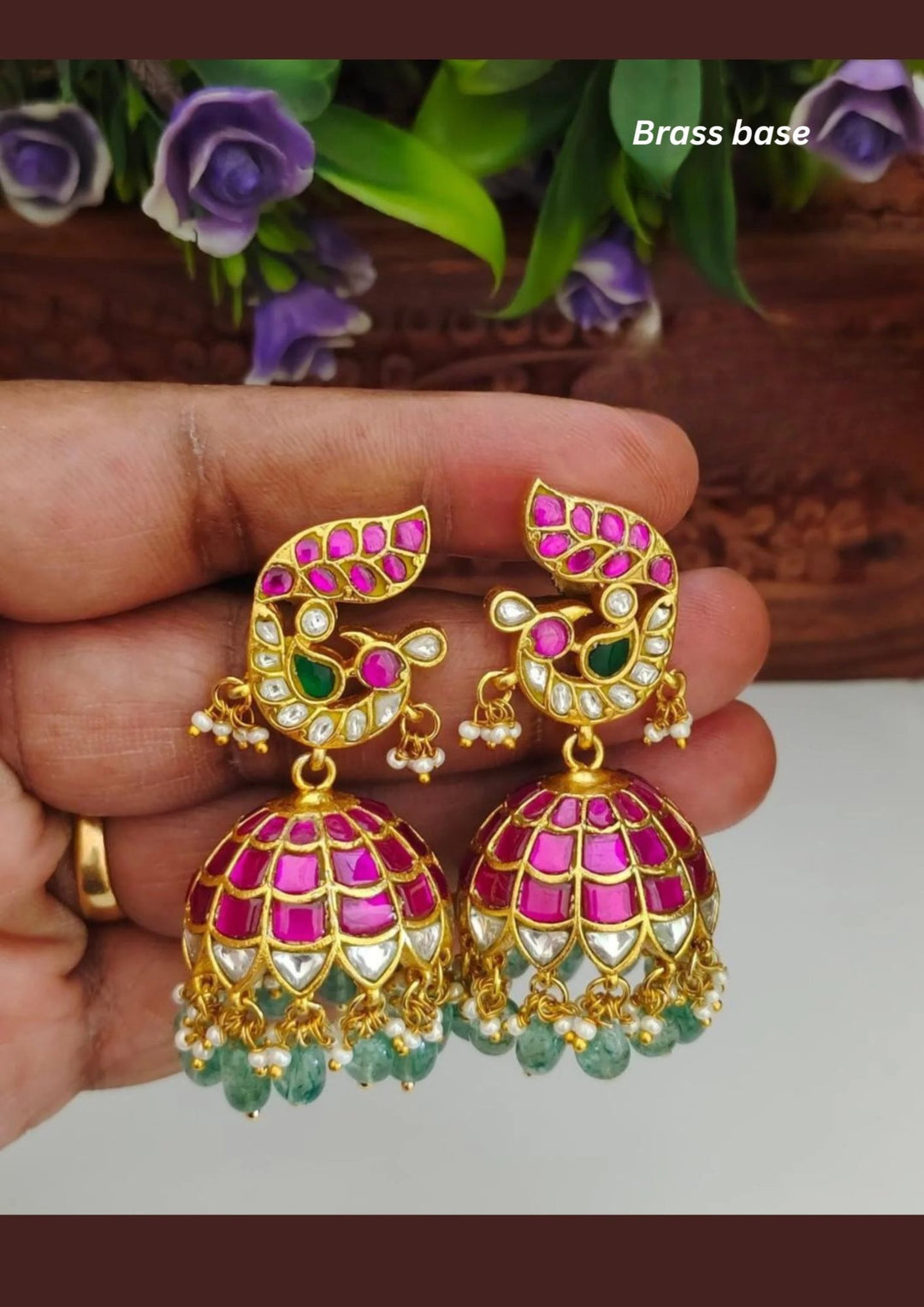 Jadau Kundan Brass Base Earrings s390053 (Screwback)