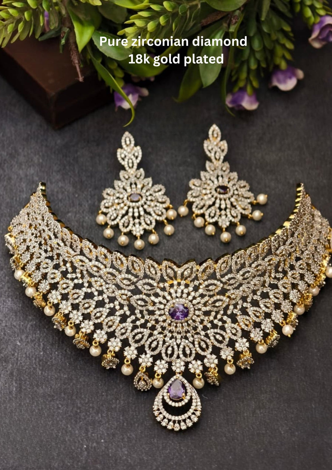 Pure Zirconian Diamond Necklace With Earrings s400063