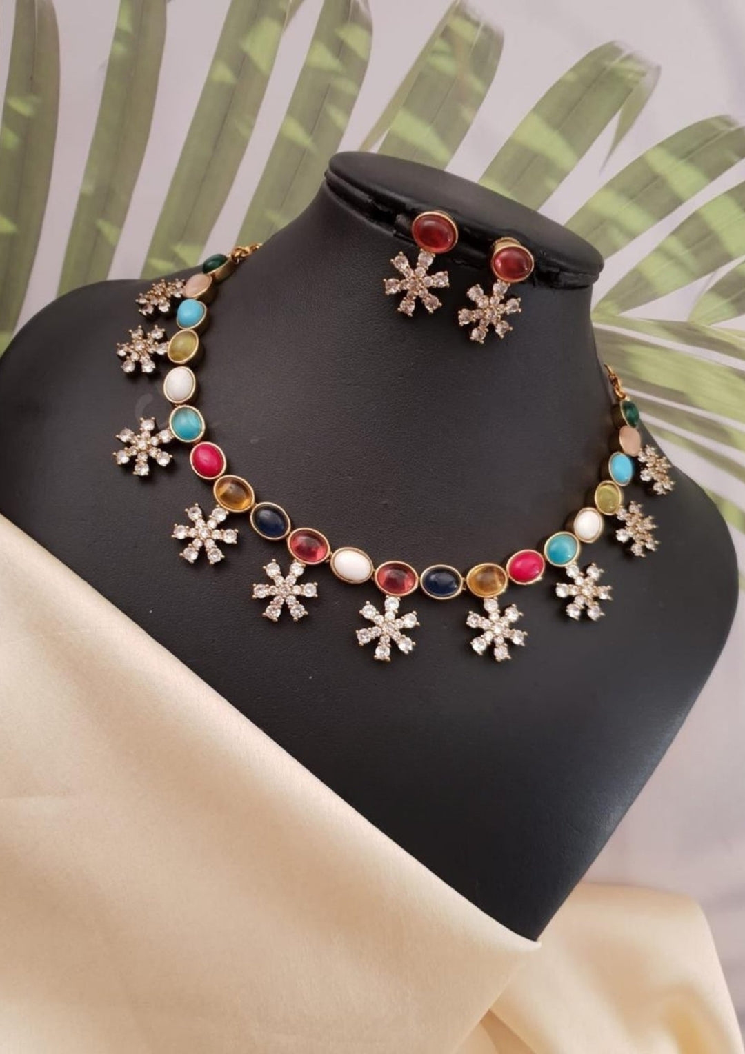 Navaratna Necklace with Earrings g101680