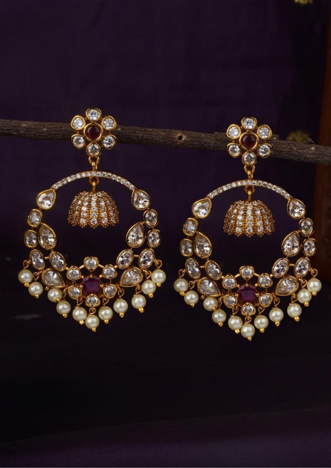 Kundan Brass Base  Earrings c 105520