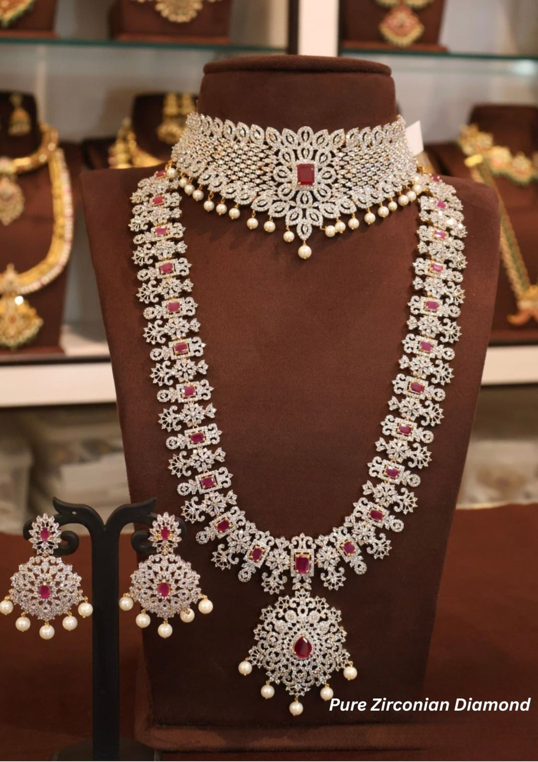 Pure Zirconian Diamond necklace with earrings s 750007