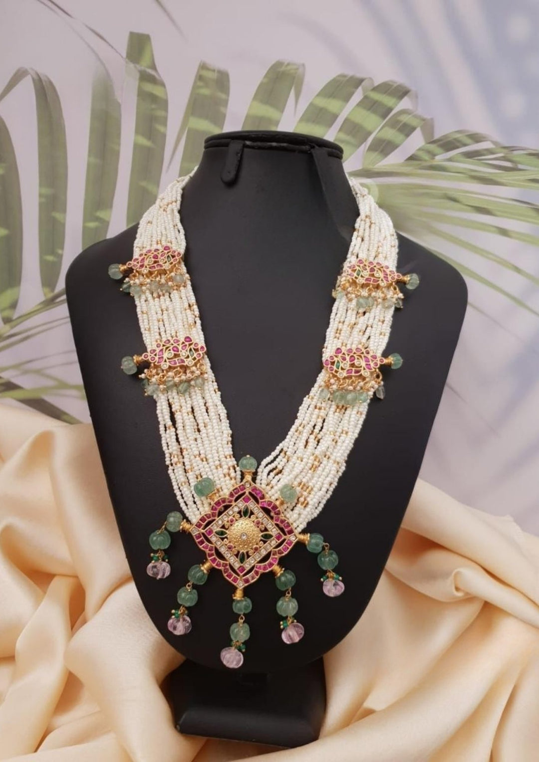 Jadau Kundan & Real Pumpkin Beads Ranin Necklace g104999