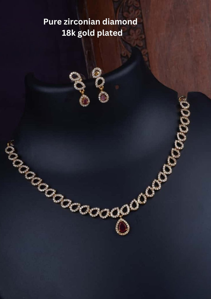 Pure Zirconian Diamond Necklace With Earrings  c106020