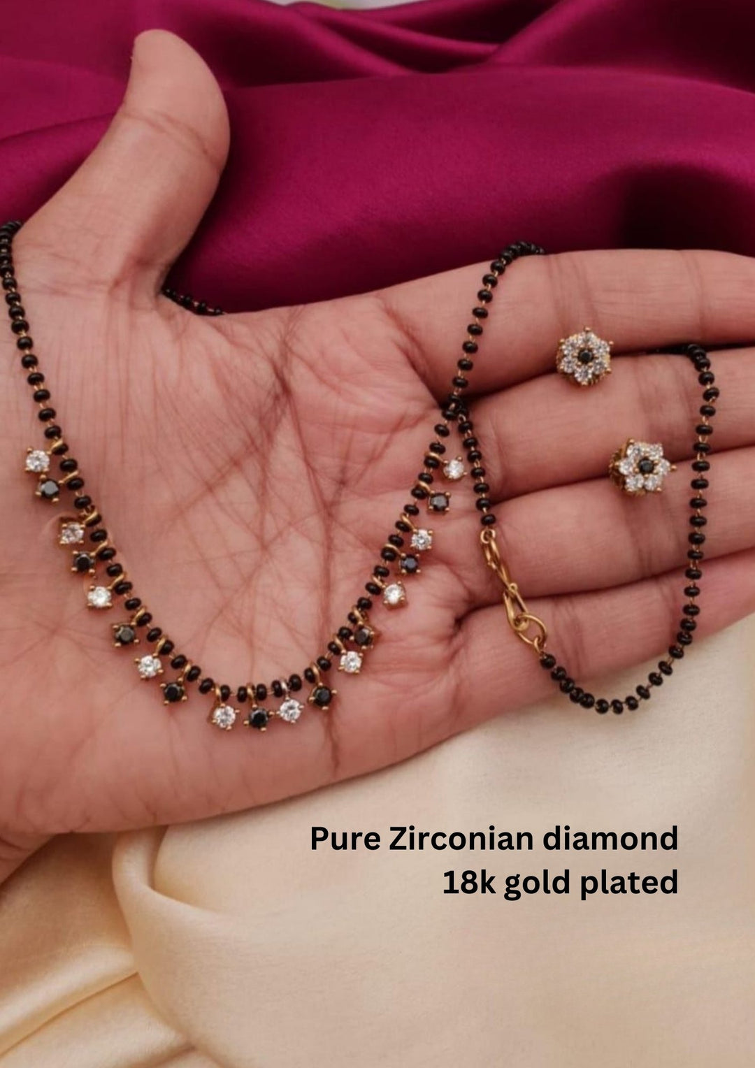 Pure Zirconian Diamond Mangalsutra  with Earrings g10399