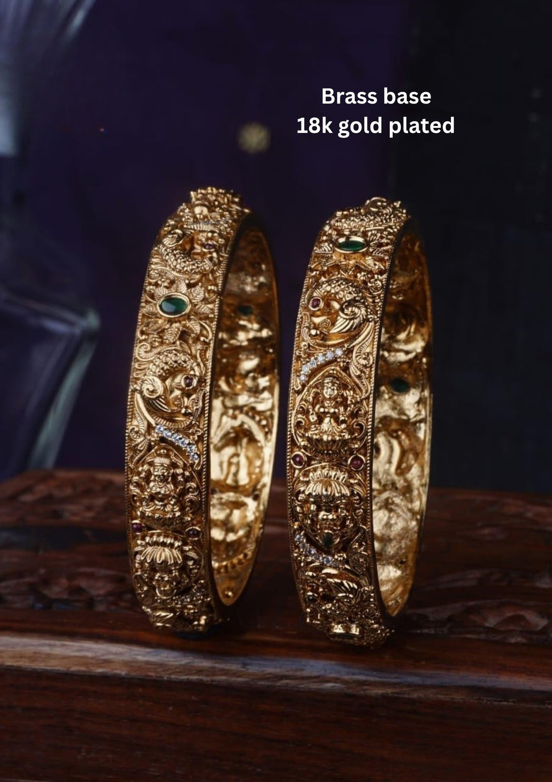 Kundan Matt Temple Bangles ( set of 2 ) c106020