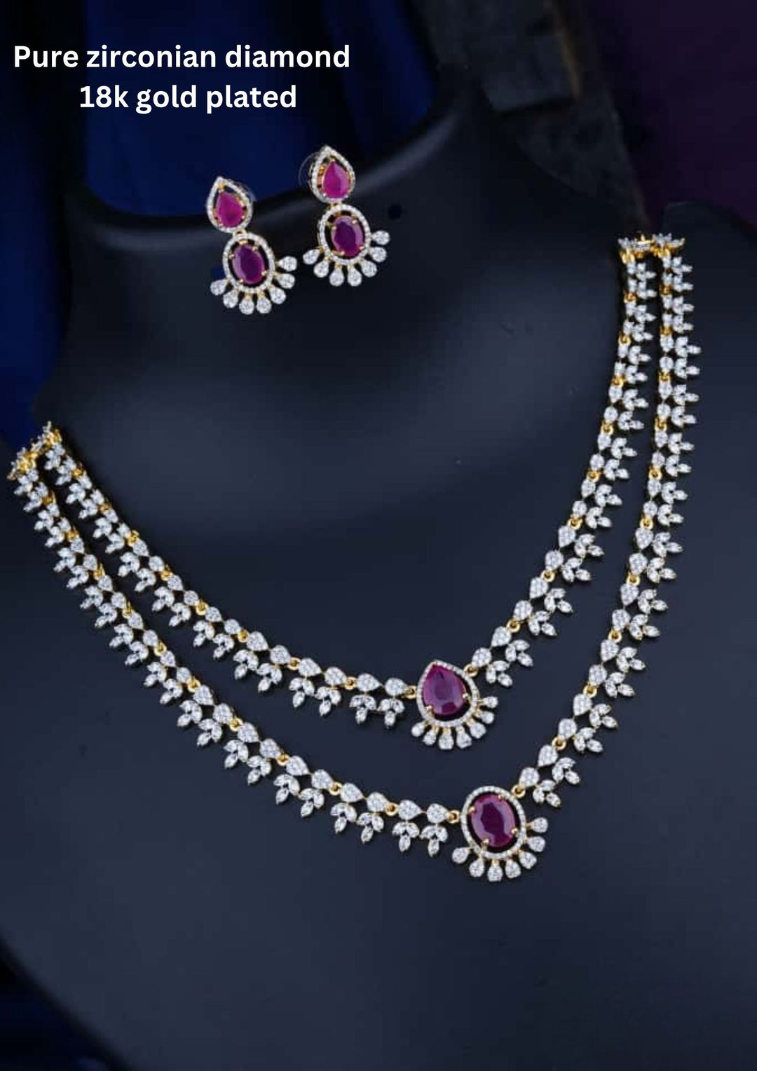 Pure Zirconian Diamond Necklace With Earrings c1015020