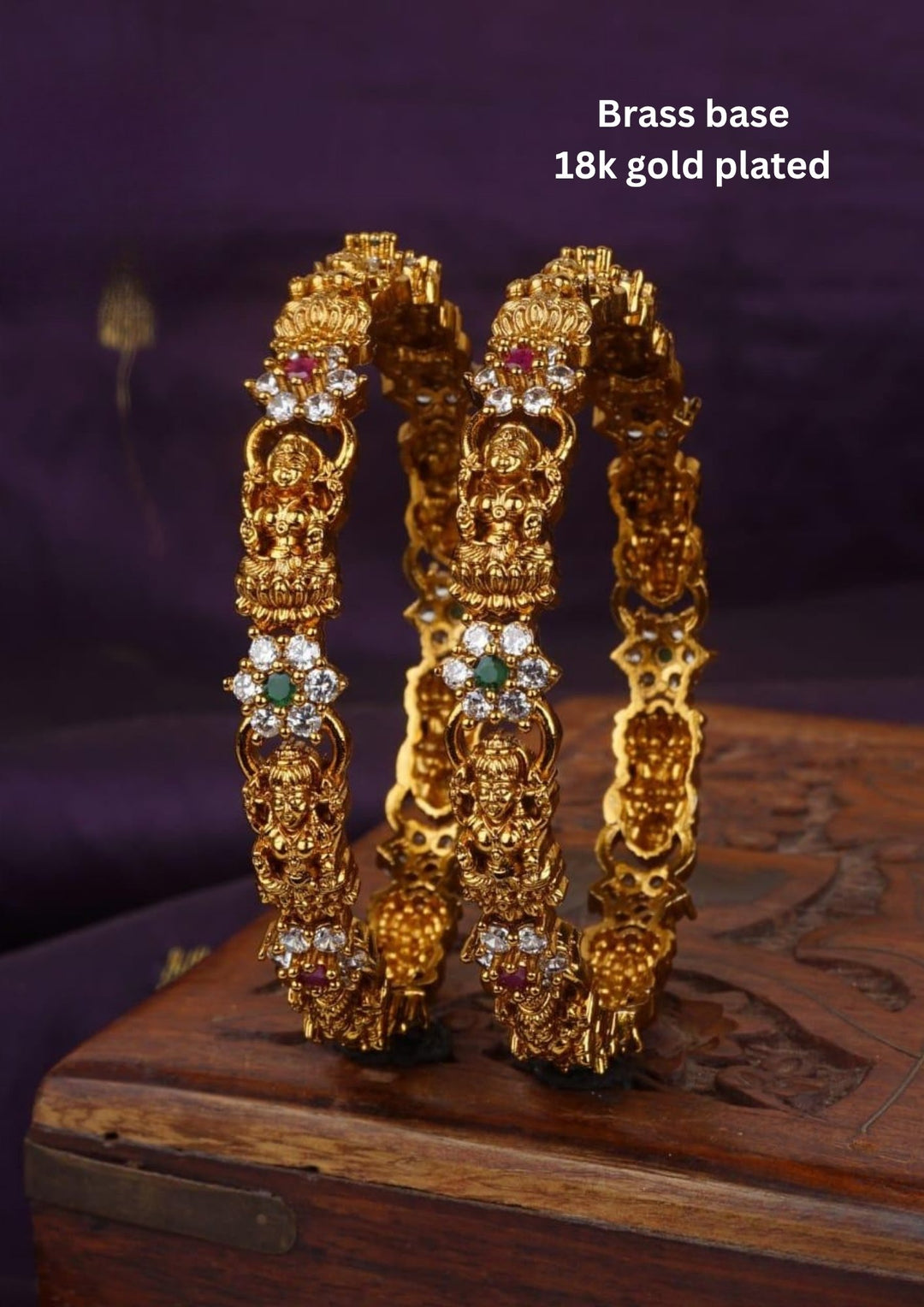 Kundan Matt Temple  Bangles ( set of 2 ) c105520