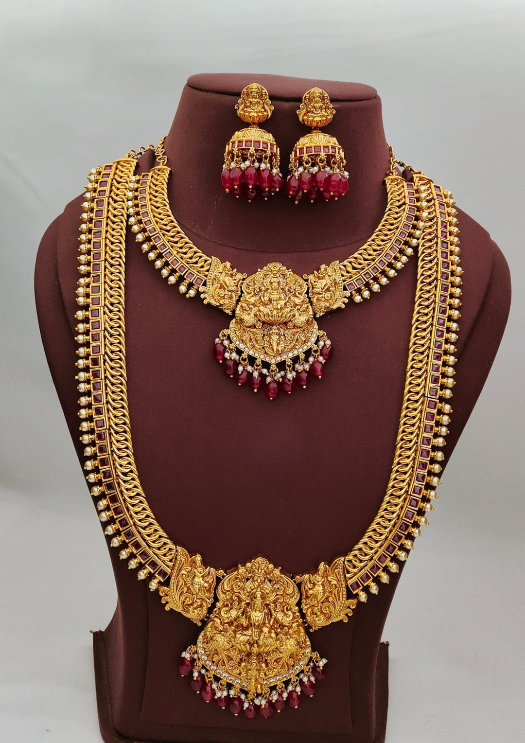 Kundan Temple Necklace with Earrings s650006