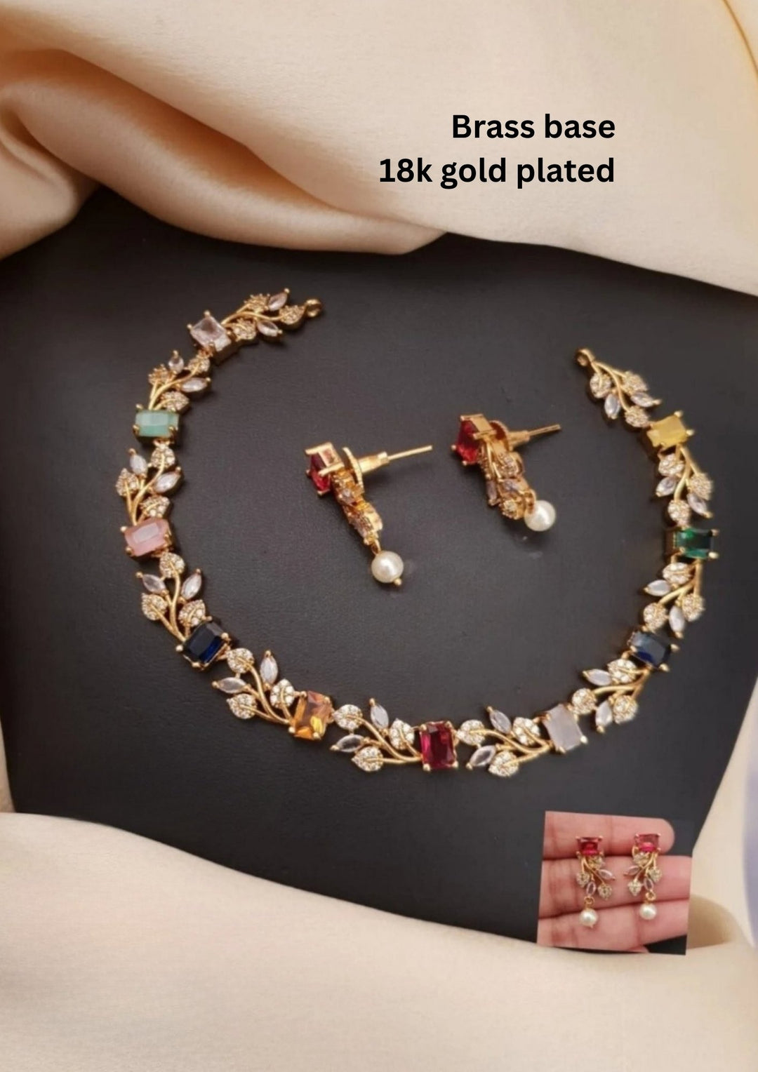 Kundan Brass Base Necklace With Earrings g10680