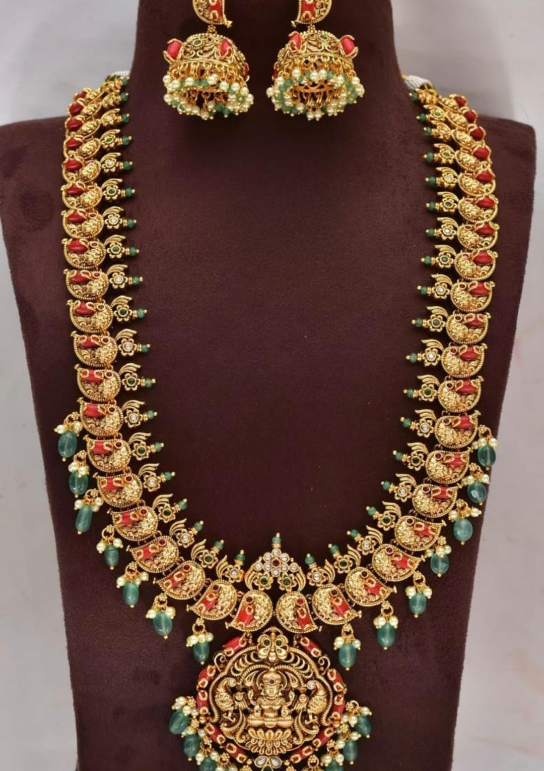 Nakshi Kundan Temple Necklace with Earrings yle1175