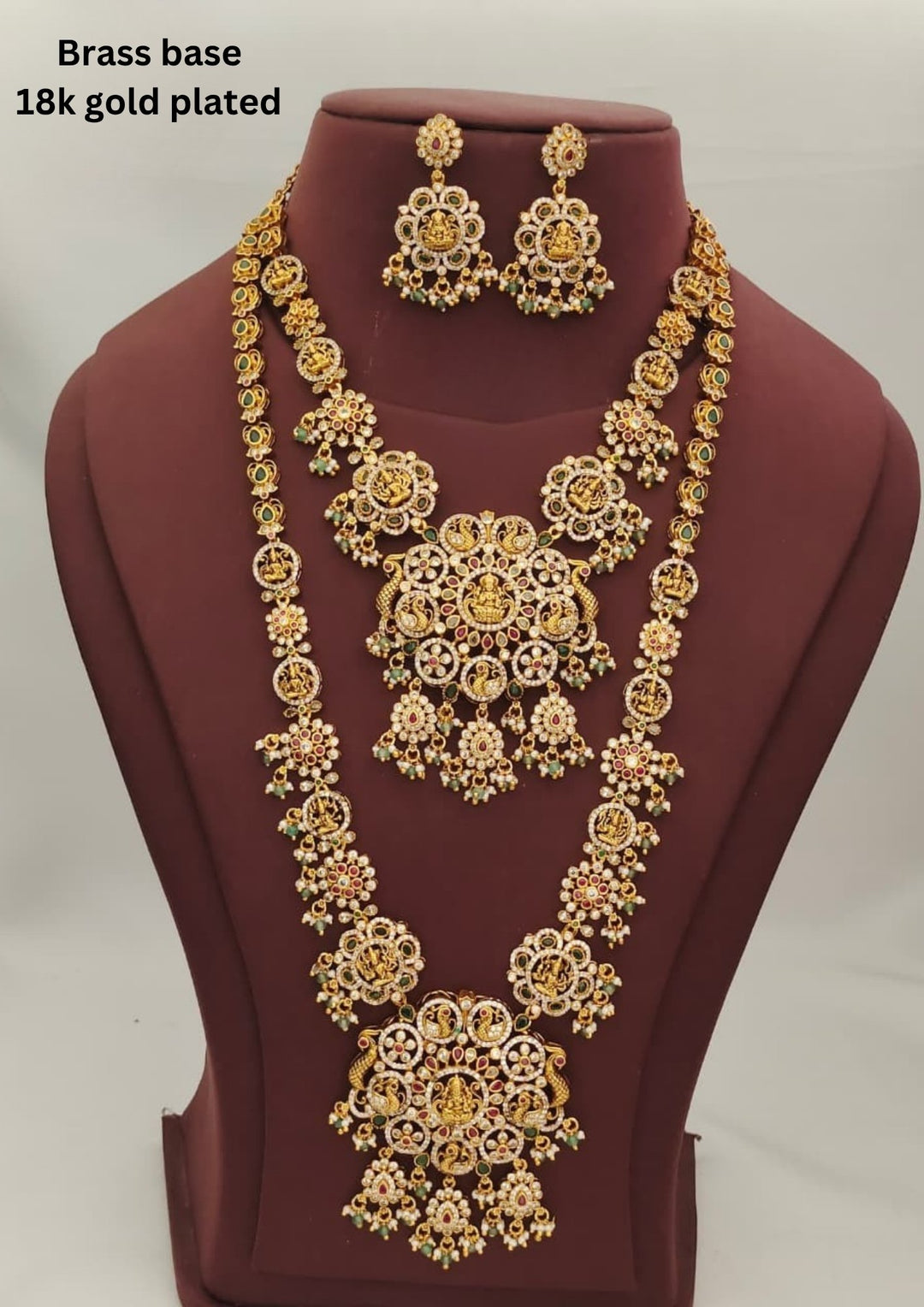 Kundan Temple Necklace with Earrings s580045
