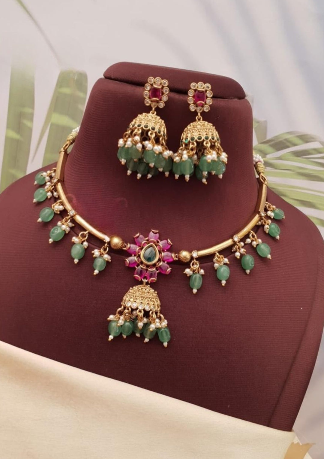 Kundan Necklace With Earrings g 101499