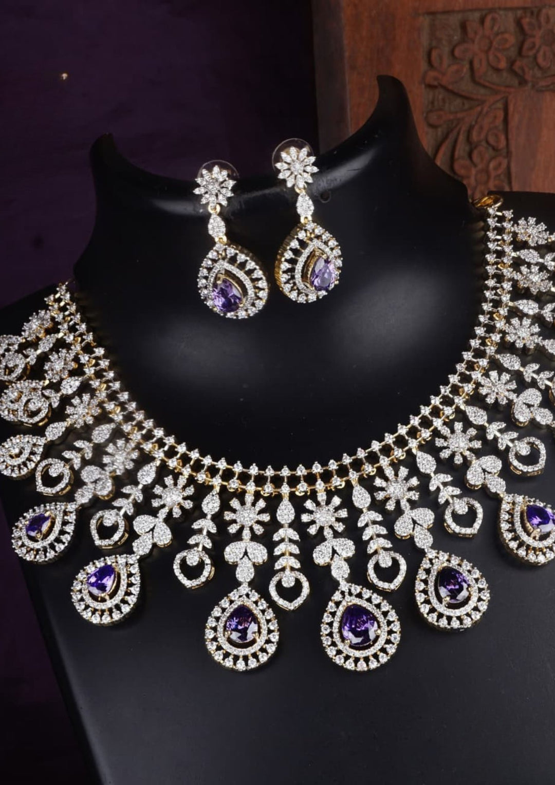 Pure Zirconian Diamond Necklace With Earrings c 1024020