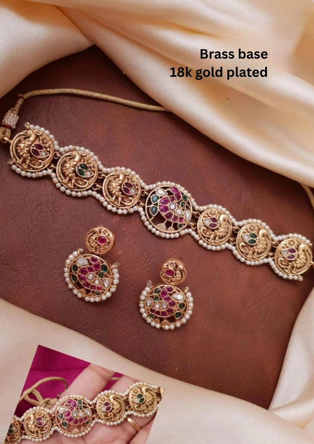 Kundan Brass Base Necklace With Earrings g101599