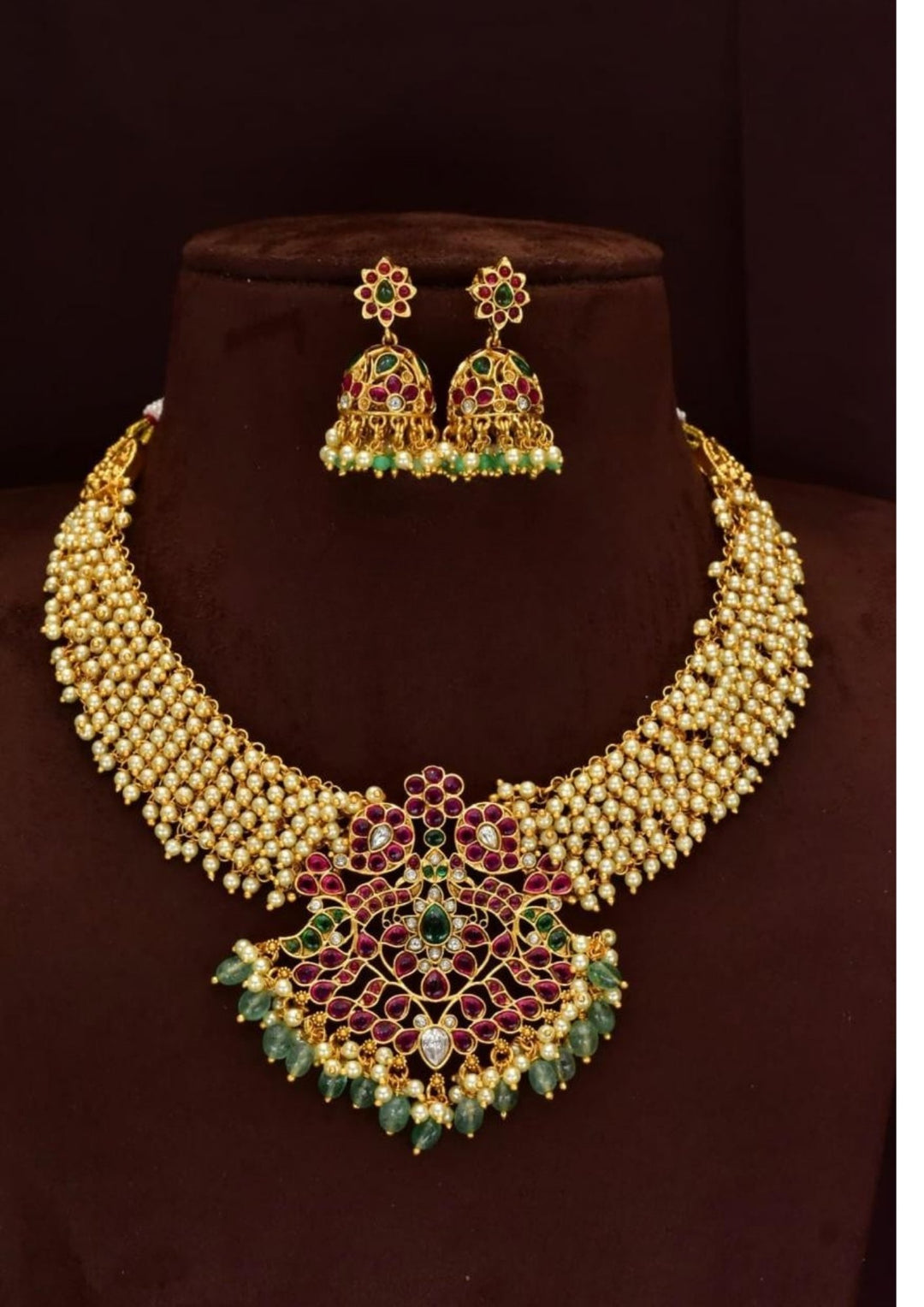 Kundan & Beads Necklace with Earrings yle650