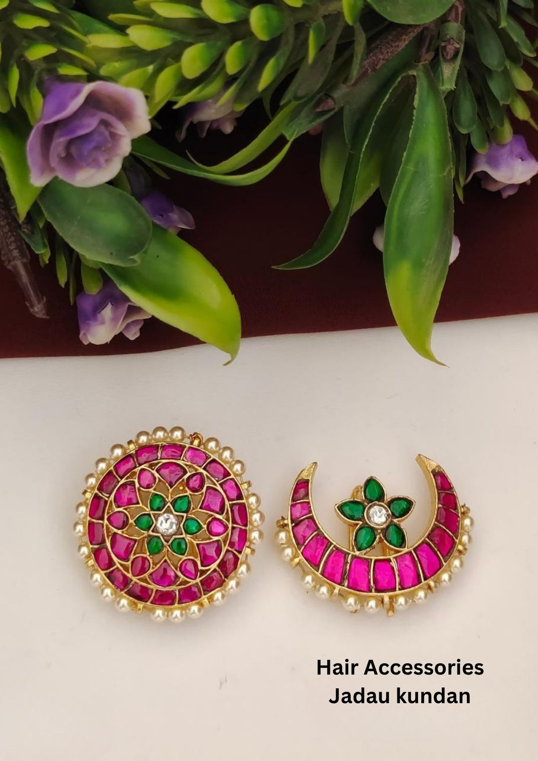 Jadau Kundan Sun Moon Hair Accessories s 210071