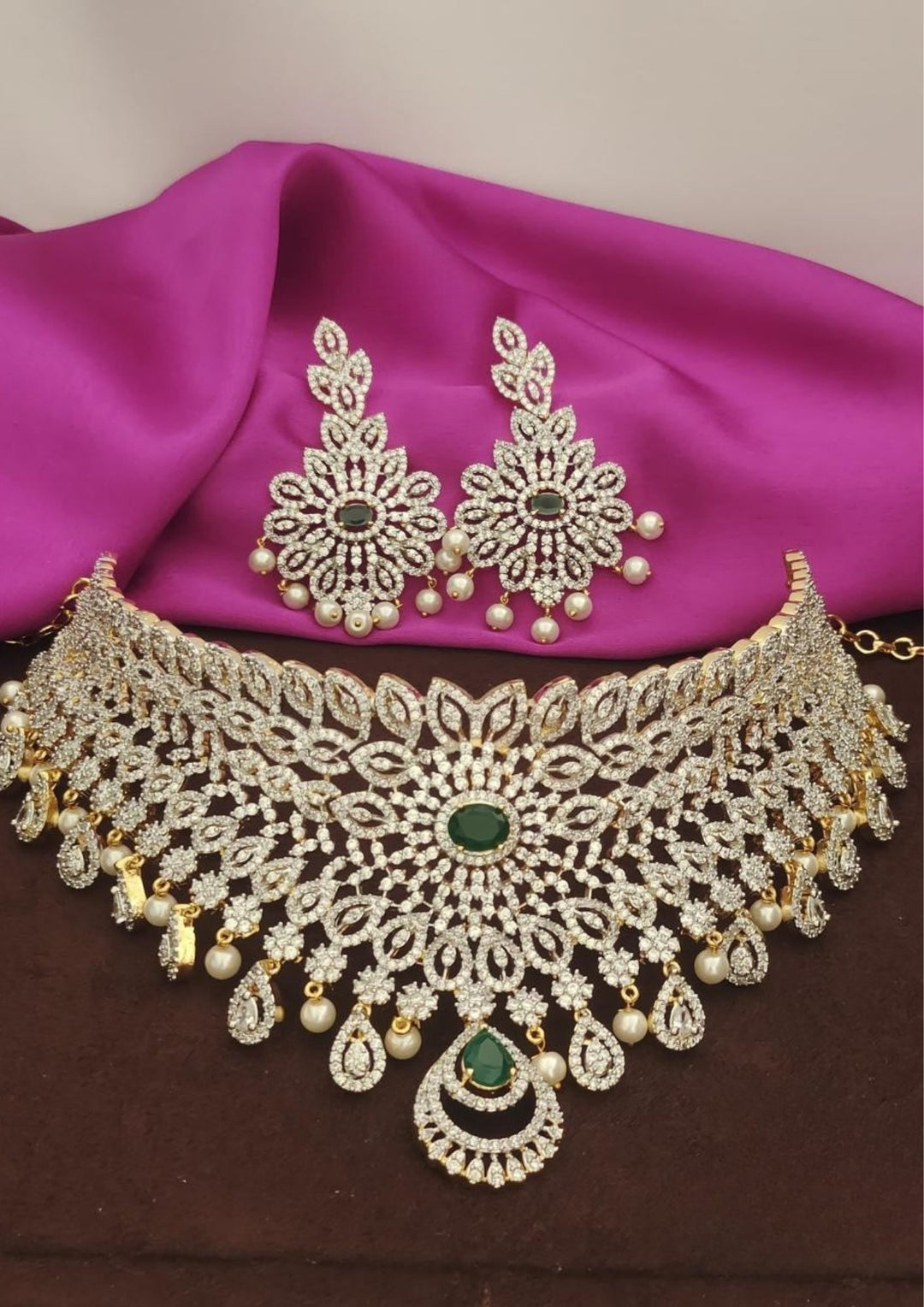 Pure Zirconian Diamond Necklace with Earrings s380043