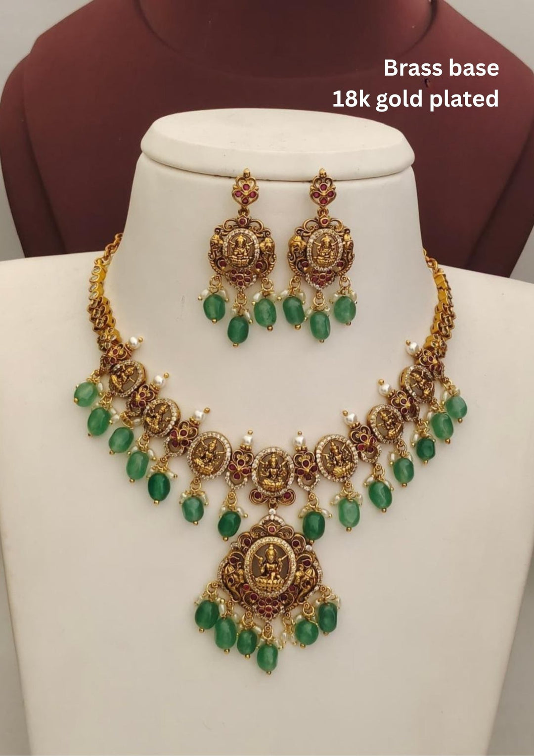 Kundan Temple Brass Base Necklace with Earrings s 190051
