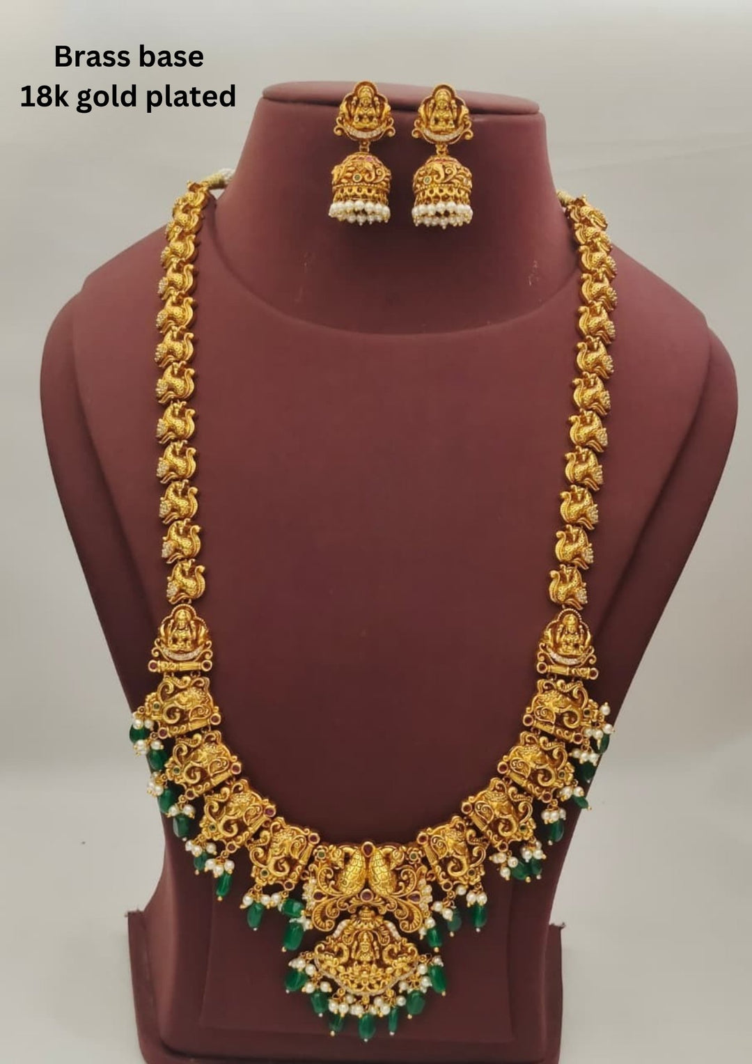 Kundan Temple Necklace with Earrings s400053