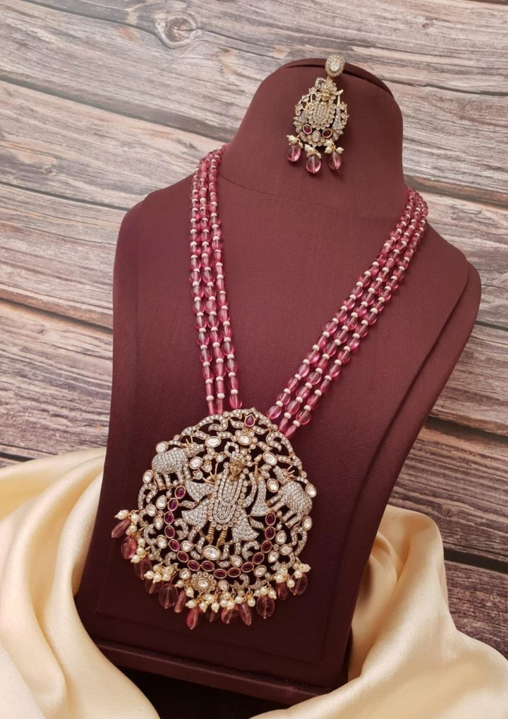 Kundan Temple Necklace with Earrings g104500