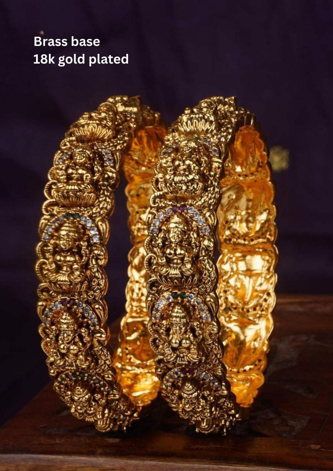 Kundan Stone Temple Jewelry Bangles c 106520 (Set of 2)